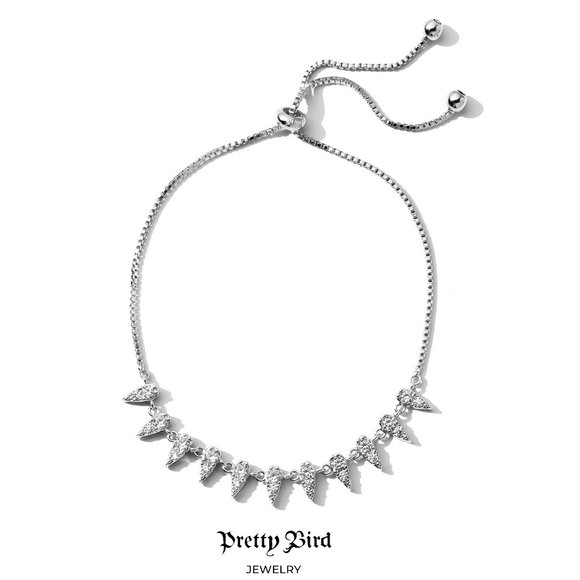 Pretty Bird Jewelry Jewelry - 18K White Gold Plated Crystal Fang Lariat Bracelet